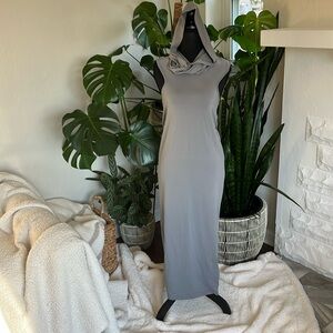 SHEIN matte gray size 6/M FULL LENGTH SLEEVELESS HOODED BODYCON DRESS